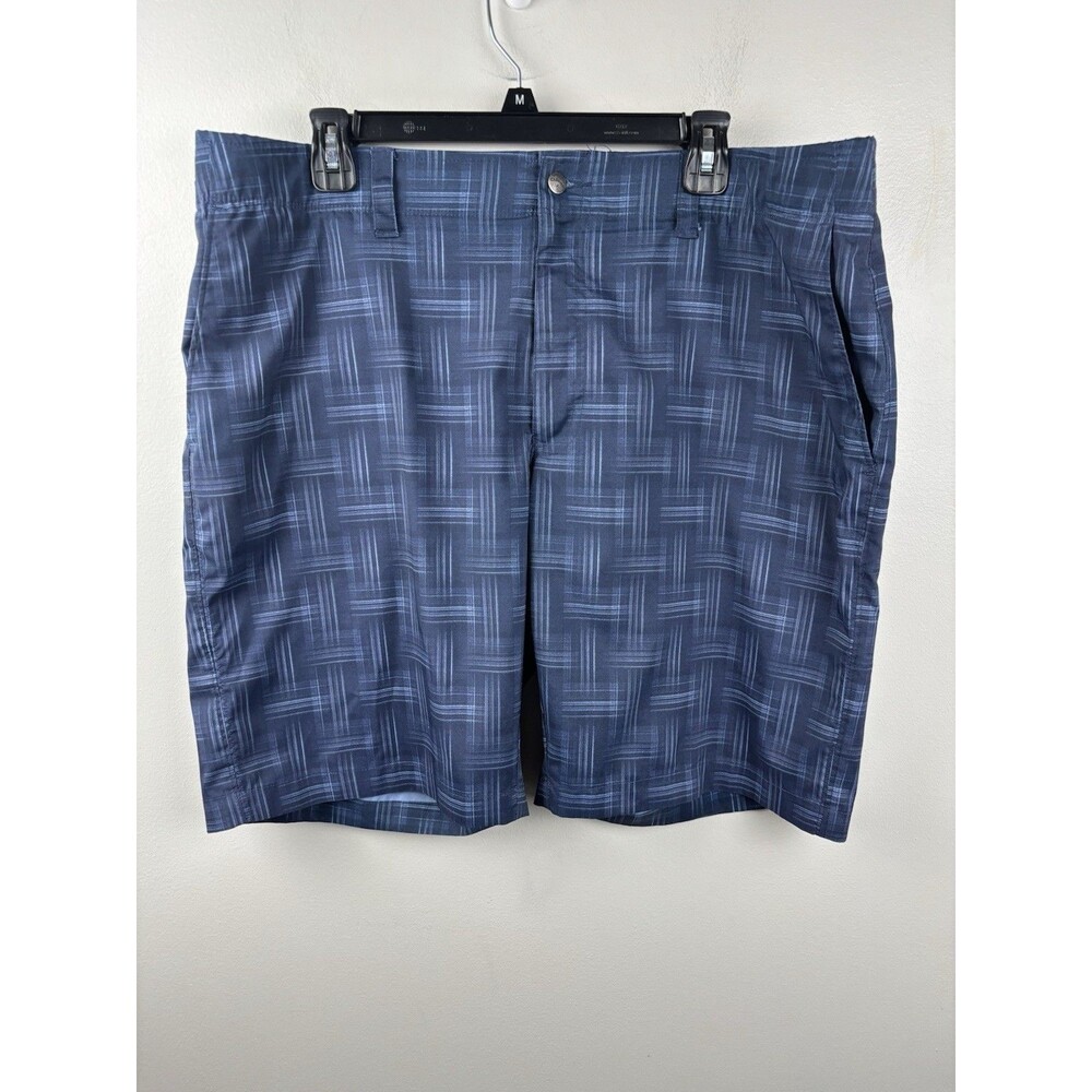 Callaway Mens 38 Blue Geometric Flat Front Mid Rise Casual Golf Board Shorts